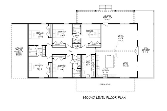 Floor Plan - Upper Floor for Barndominium House Plan #932-537 - 7 bed, 5 bath