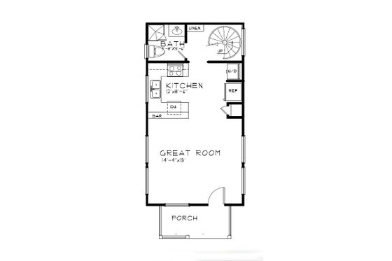 Floor Plan - Lower Floor for Cabin House Plan #515-52 - 1 bed, 2 bath