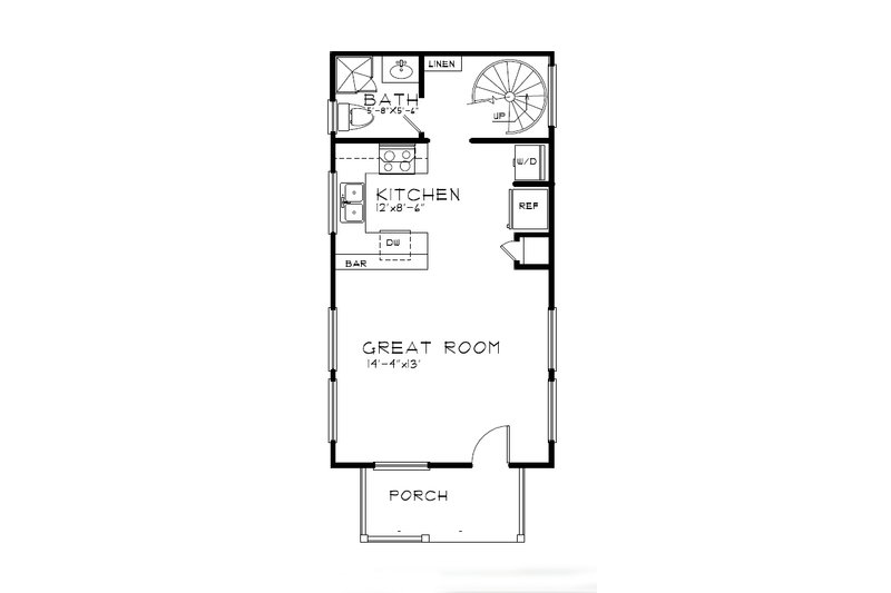 House Plan Design - Floor Plan - Lower Floor for Cabin House Plan #515-52 - 1 bed, 2 bath