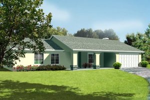 Adobe / Southwestern Exterior - Front Elevation Plan #1-300