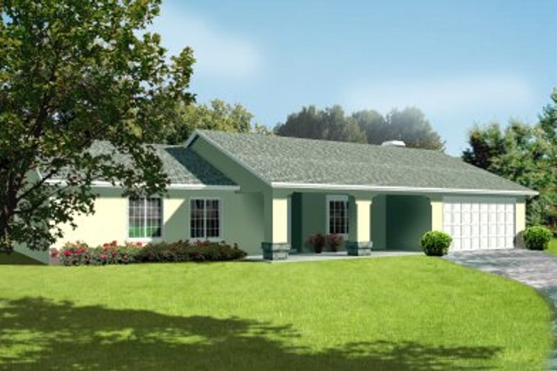 Architectural House Design - Adobe / Southwestern Exterior - Front Elevation Plan #1-300