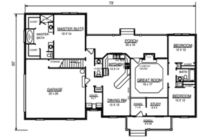 Floor Plan - Main Floor for Country House Plan #14-234 - 3 bed, 2.5 bath