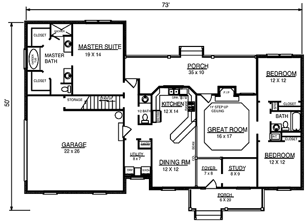 House Design - Country Floor Plan - Main Floor Plan #14-234