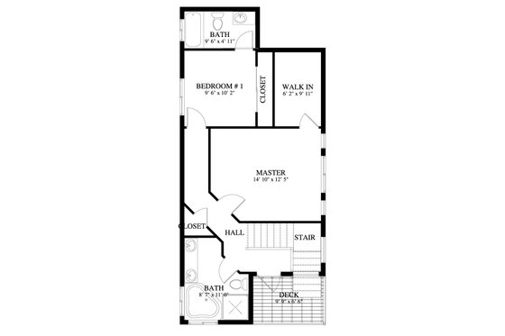 Floor Plan - Upper Floor for Modern House Plan #1060-213 - 2 bed, 2.5 bath