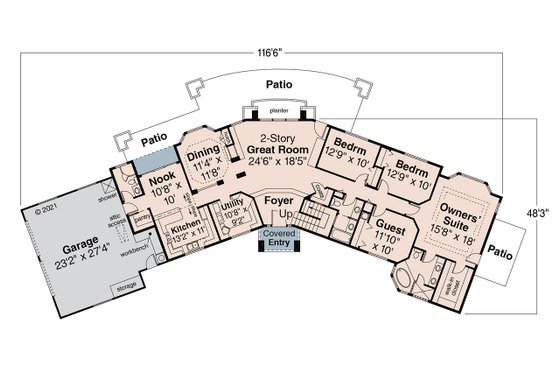 Floor Plan - Main Floor House Plan #124-322 - 4 bed, 4 bath