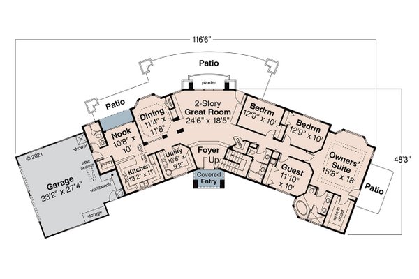 Home Plan - Floor Plan - Main Floor House Plan #124-322 - 4 bed, 4 bath