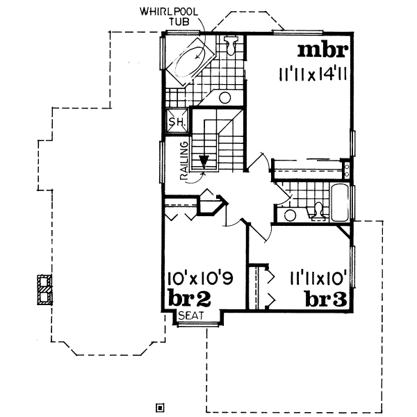 Traditional Floor Plan - Upper Floor Plan #47-539