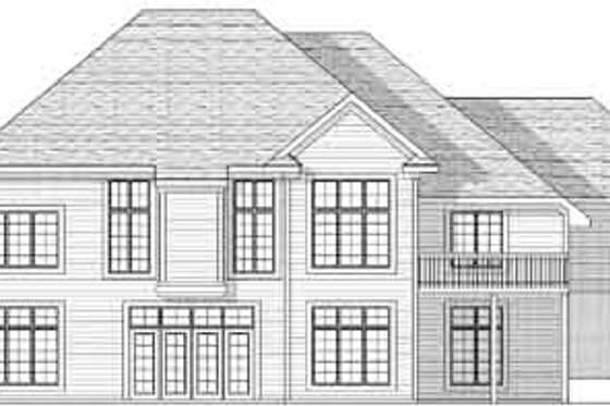 Exterior - Rear Elevation for European House Plan #70-810 - 4 bed, 3 bath