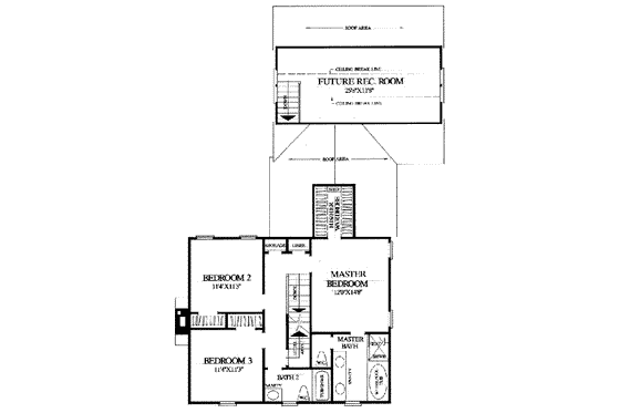 Floor Plan - Upper Floor for Colonial House Plan #137-223 - 3 bed, 2 bath