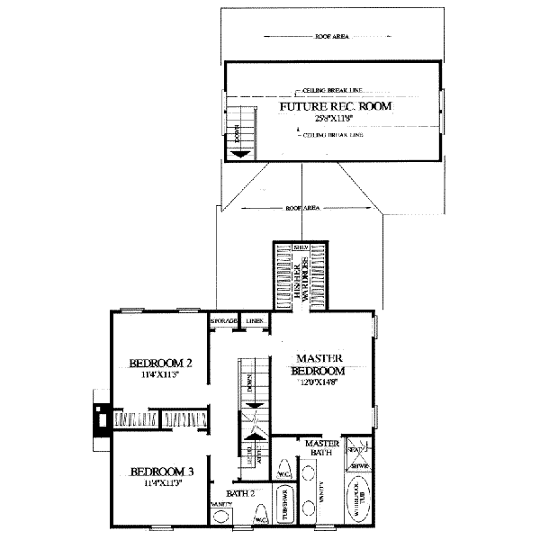 Colonial Floor Plan - Upper Floor Plan #137-223