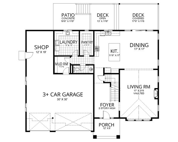 Craftsman Floor Plan - Main Floor Plan #112-182