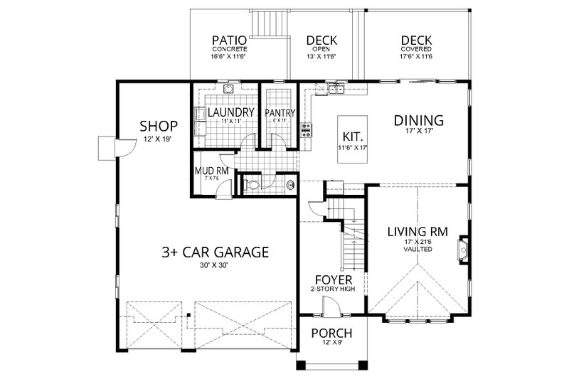 Dream House Plan - Floor Plan - Main Floor for Craftsman House Plan #112-182 - 4 bed, 2.5 bath