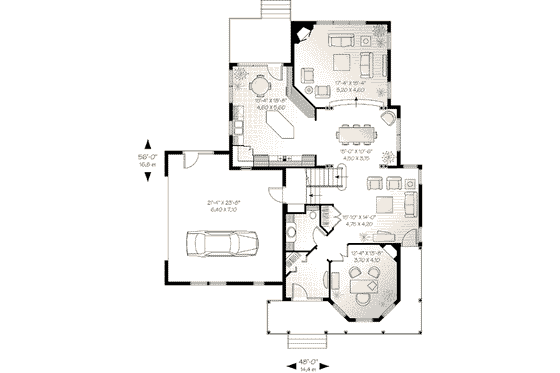 Floor Plan - Main Floor for Traditional House Plan #23-591 - 3 bed, 2.5 bath