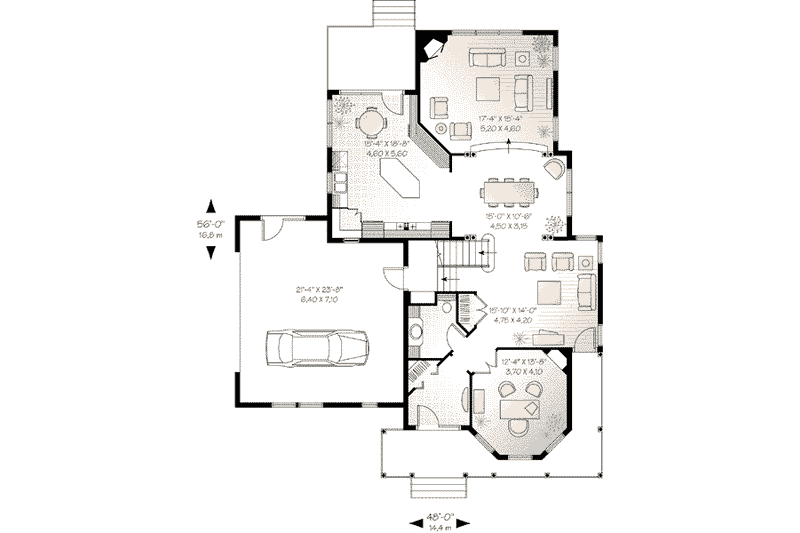 House Blueprint - Floor Plan - Main Floor for Traditional House Plan #23-591 - 3 bed, 2.5 bath