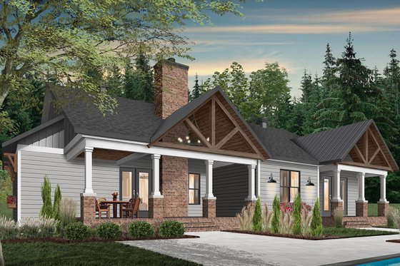 Exterior - Rear Elevation 1 for Farmhouse House Plan #23-2689 - 4 bed, 2.5 bath