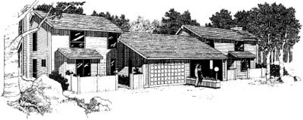 Exterior - Front Elevation 2 House Plan #303-222 - 2 bed, 2 bath