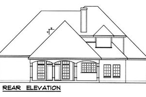 Exterior - Rear Elevation for European House Plan #40-343 - 3 bed, 3 bath