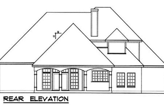 Exterior - Rear Elevation for European House Plan #40-343 - 3 bed, 3 bath