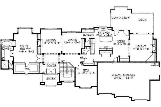 Floor Plan - Main Floor for Traditional House Plan #132-103 - 4 bed, 3.5 bath