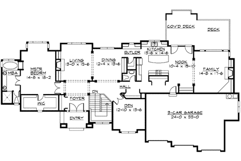 House Blueprint - Floor Plan - Main Floor for Traditional House Plan #132-103 - 4 bed, 3.5 bath