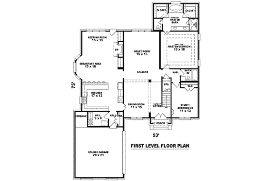 Floor Plan - Main Floor for European House Plan #81-1564 - 3 bed, 3 bath
