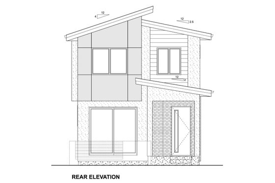 Exterior - Rear Elevation for Contemporary House Plan #126-274 - 3 bed, 2.5 bath