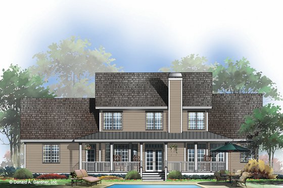 Exterior - Rear Elevation for Country House Plan #929-667 - 4 bed, 3.5 bath