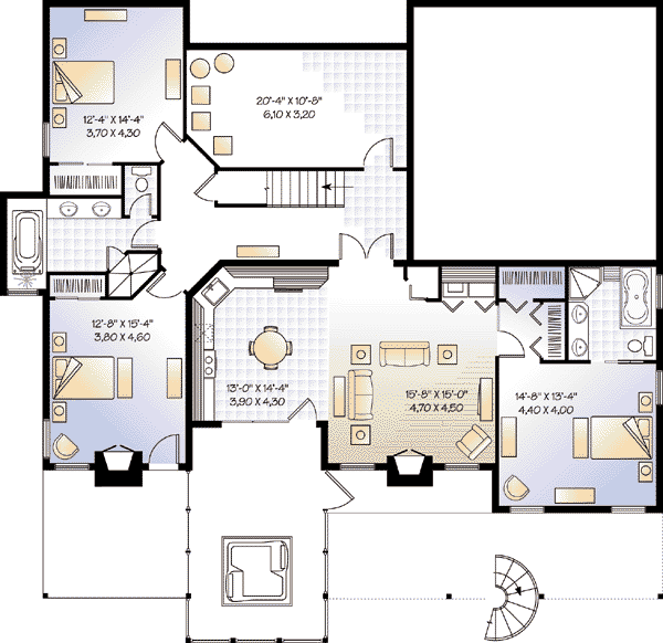Contemporary Floor Plan - Lower Floor Plan #23-418