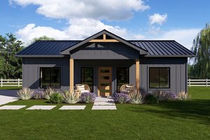 House Blueprint - Exterior - Front Elevation for Barndominium House Plan #126-305 - 2 bed, 2 bath