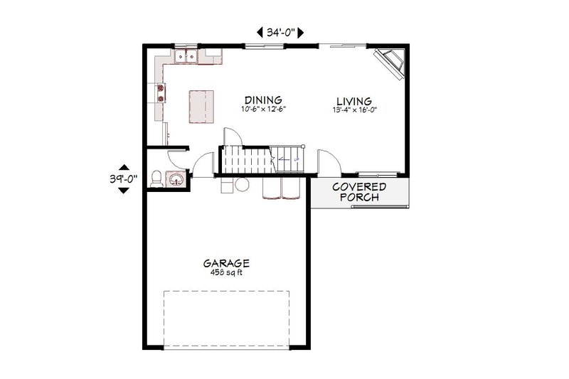 House Blueprint - Floor Plan - Main Floor for Traditional House Plan #943-57 - 4 bed, 2.5 bath
