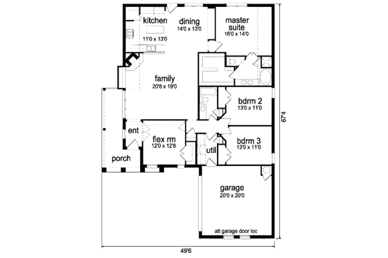 Floor Plan - Main Floor for Traditional House Plan #84-314 - 3 bed, 2 bath