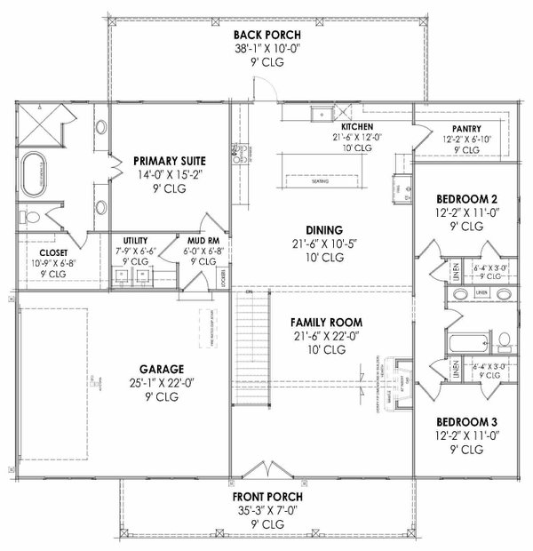 Architectural House Design - Farmhouse Floor Plan - Main Floor Plan #1096-99