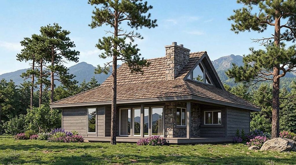 Exterior - Front Elevation 2 for Country House Plan #312-545 - 2 bed, 1 bath