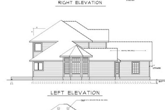 Exterior - Rear Elevation for Traditional House Plan #100-431 - 3 bed, 2.5 bath