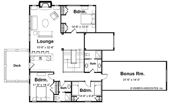 Colonial Floor Plan - Upper Floor Plan #928-74