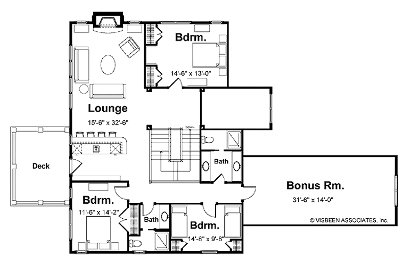 Home Plan - Floor Plan - Upper Floor for Colonial House Plan #928-74 - 4 bed, 4 bath