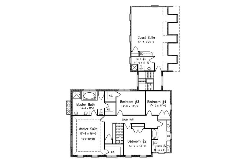 Architectural House Design - Floor Plan - Upper Floor for Classical House Plan #994-6 - 5 bed, 3.5 bath