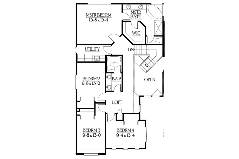 Home Plan - Floor Plan - Upper Floor for Craftsman House Plan #132-360 - 4 bed, 2.5 bath