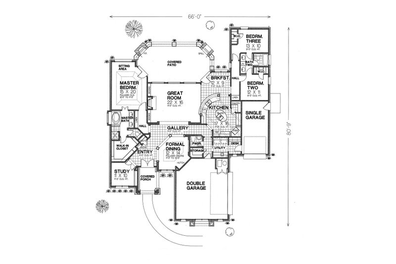 Home Plan - Floor Plan - Main Floor for European House Plan #310-374 - 3 bed, 2.5 bath
