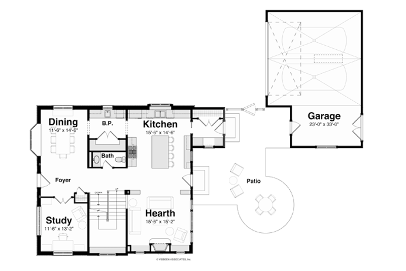 Architectural House Design - Floor Plan - Main Floor for Tudor House Plan #928-257 - 4 bed, 2.5 bath
