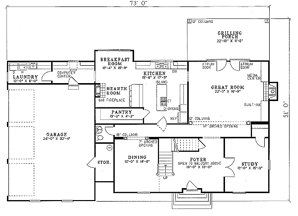 Colonial Floor Plan - Main Floor Plan #17-275