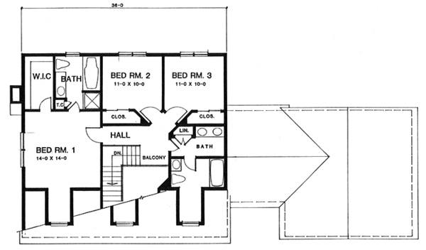 Home Plan - Colonial Floor Plan - Upper Floor Plan #1001-124