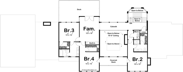 House Plan Design - Floor Plan - Upper Floor for Farmhouse House Plan #455-710 - 4 bed, 4 bath
