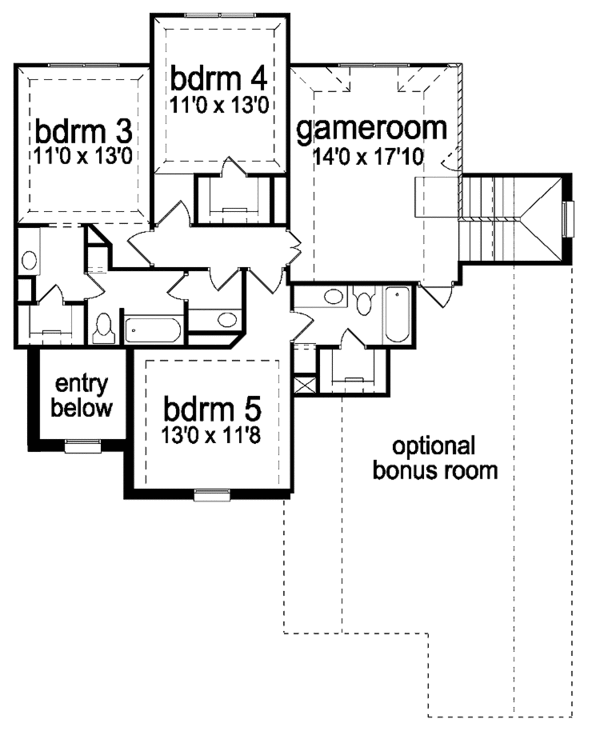 Architectural House Design - Traditional Floor Plan - Upper Floor Plan #84-732
