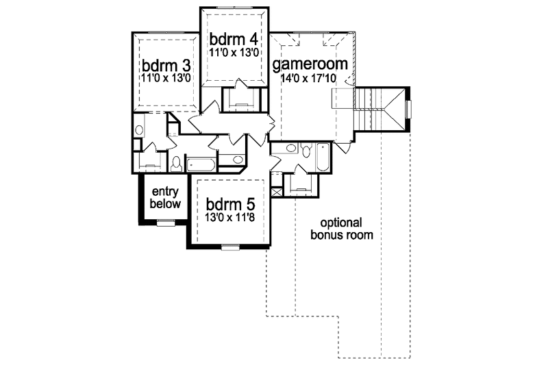 Home Plan - Floor Plan - Upper Floor for Traditional House Plan #84-732 - 5 bed, 4 bath