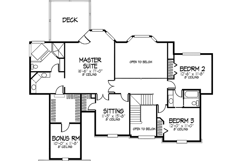 Architectural House Design - Floor Plan - Upper Floor for Traditional House Plan #320-886 - 3 bed, 2.5 bath
