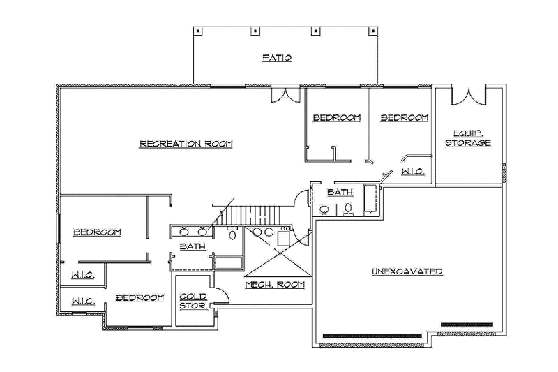 Home Plan - Floor Plan - Lower Floor for Traditional House Plan #945-119 - 2 bed, 2.5 bath