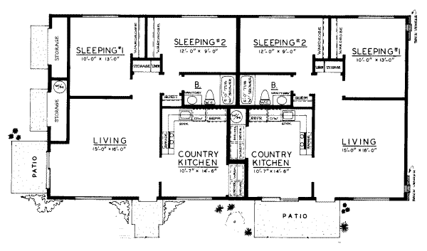 Floor Plan - Main Floor for Ranch House Plan #303-270 - 2 bed, 1 bath