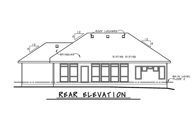 Dream House Plan - Exterior - Rear Elevation for Ranch House Plan #20-2297 - 3 bed, 2.5 bath