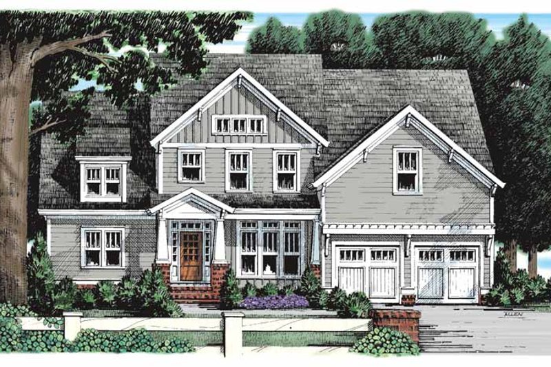 Architectural House Design - Craftsman Exterior - Front Elevation Plan #927-930